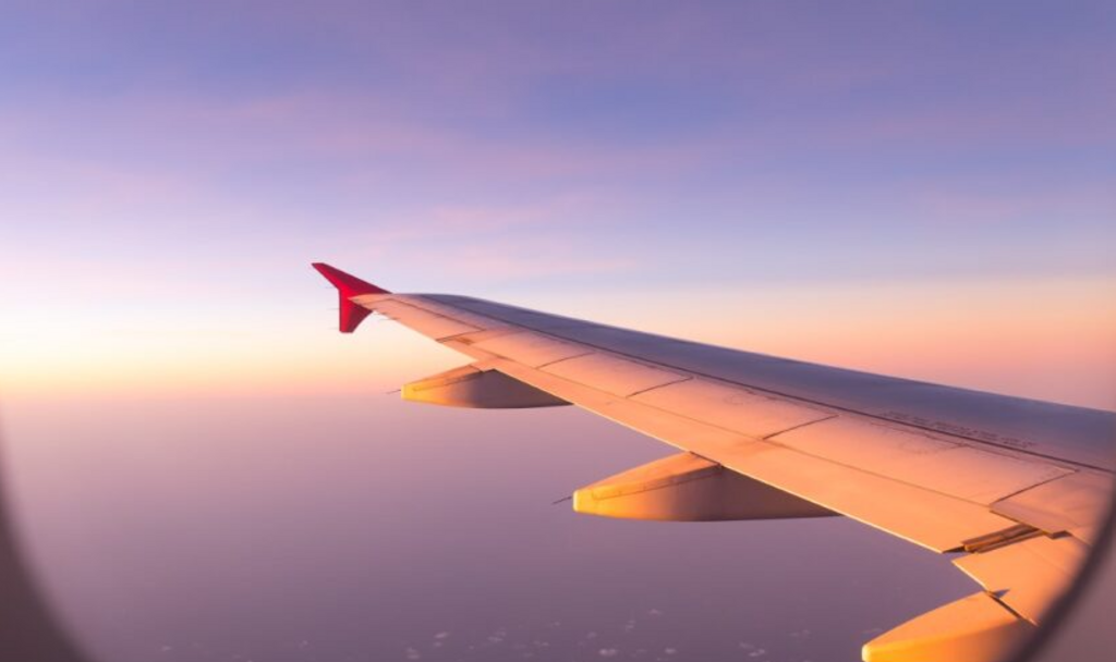 Flugzeug vor Sonnenuntergang